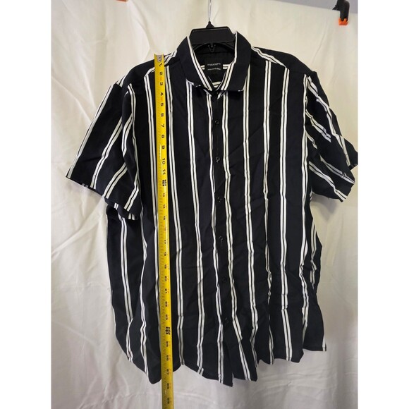 DENIM & FLOWER RICKY SINGH Men's Short Sleeve Striped Button Up Shirt XL - Picture 2 of 5
